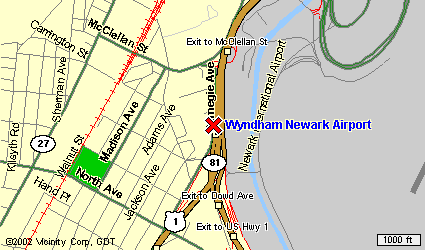 map to Wyndham Hotel Newark Airport